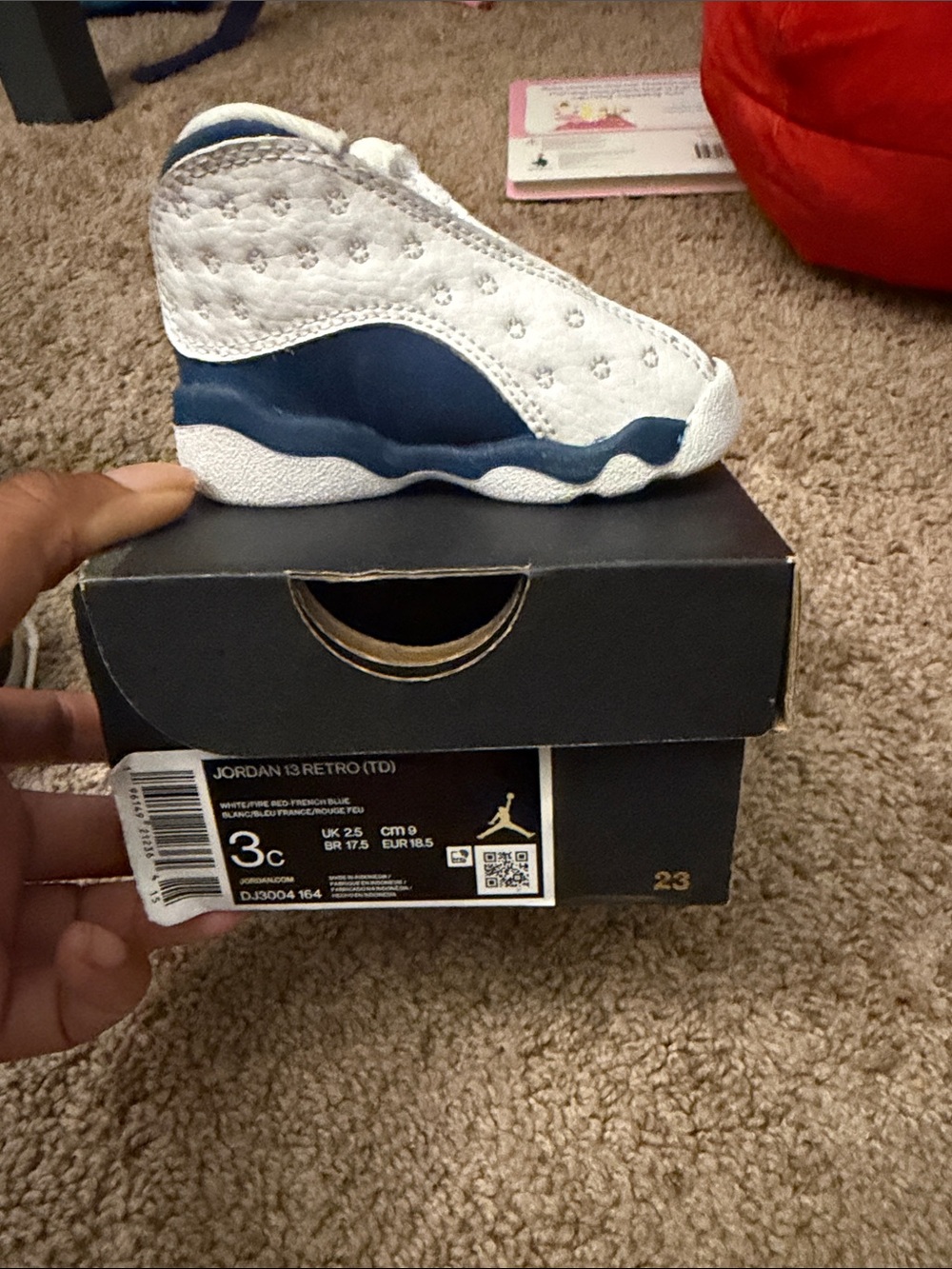 Jordan Kids White and Navy Sneakers